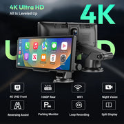 4K Dual Dash Cam with Wireless CarPlay and Android Auto