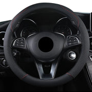 14.5–15.5 in Universal Microfiber PU Steering Wheel Cover – Black