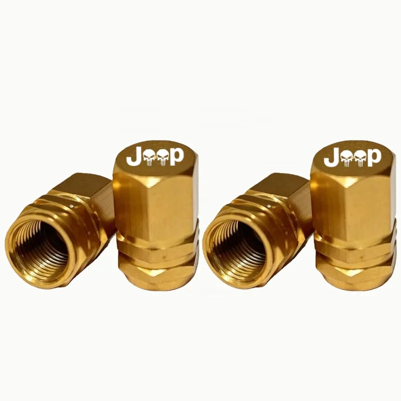 4-Piece Aluminum Tire Valve Cap Set for Jeep Models