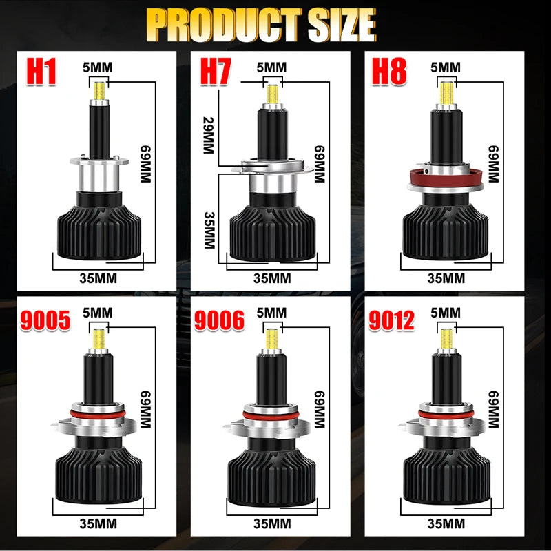 H1/H7/H11/9005/9006/9012 LED Headlight Bulb – 6000K, CANBUS