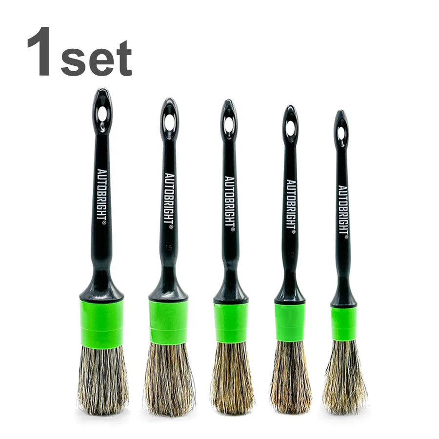 5-Piece Black & Green Car Detailing Brush Set