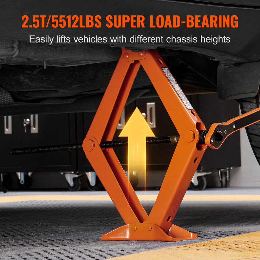 2.5-Ton Portable Scissor Jack with 3.7-17.1 Inch Lift Range