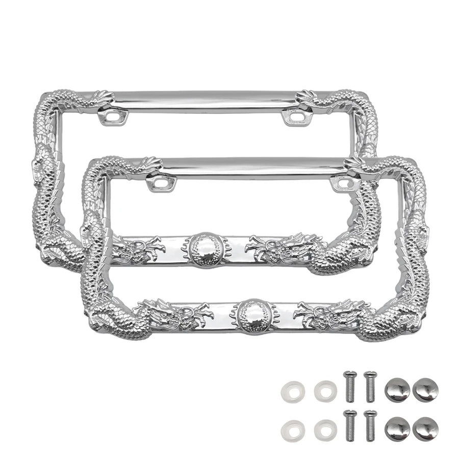Dragon Chain-Style ABS License Plate Frames - Pair