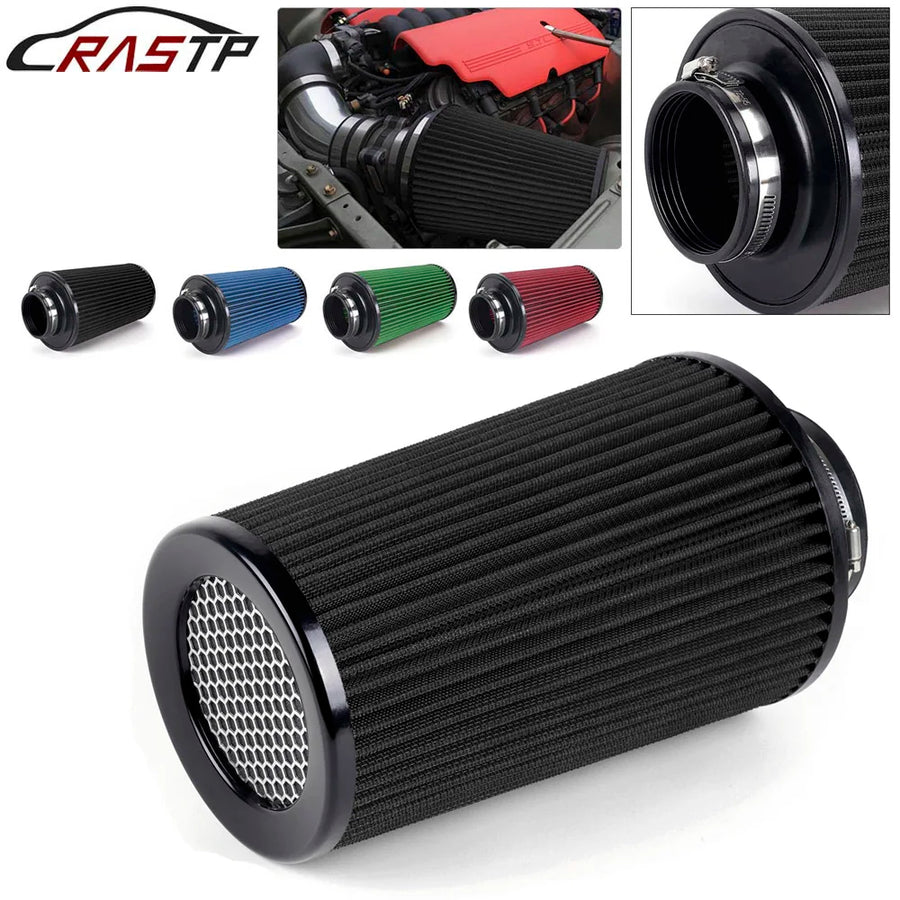 Universal 3-Inch 76mm High-Flow Cone Air Filter, 10.6-Inch Tall