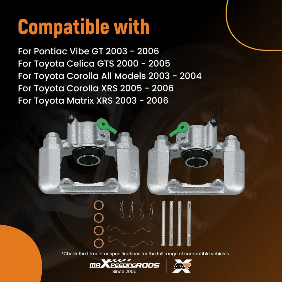 Rear Left and Right Brake Caliper Set for 1999-2007 Corolla, Matrix, Vibe, Prius