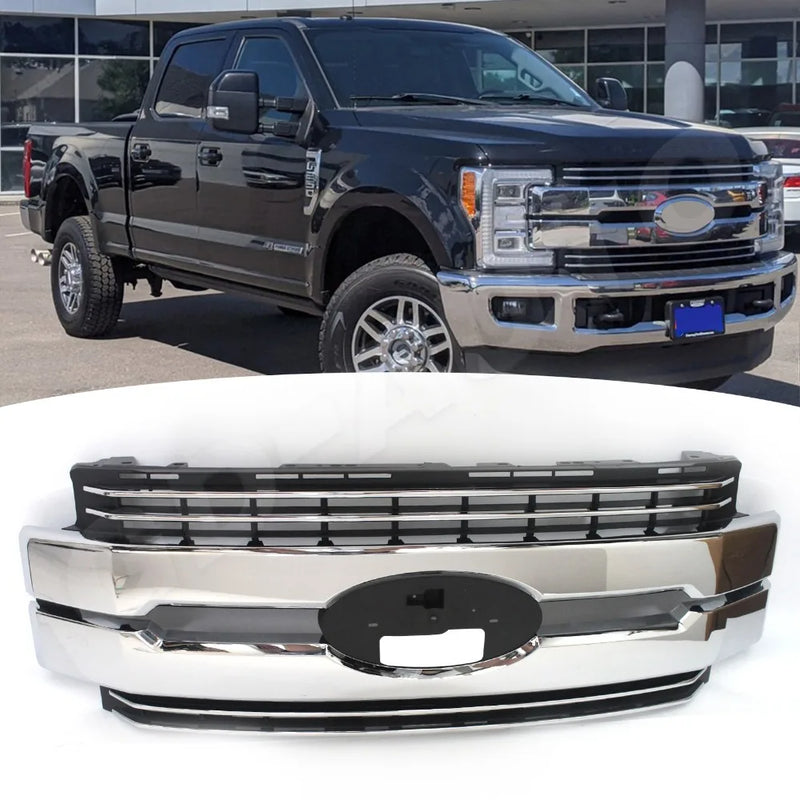 Chrome Front Grille – 2017–2019 Ford Super Duty F-250/F-350/F-450