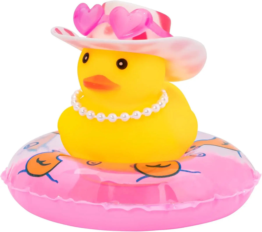 Summer Rubber Duck Dashboard Ornament with Sun Hat and Swim Ring