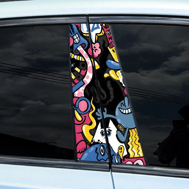 Dopamine Graffiti B-Pillar Car Decal – Waterproof Vinyl