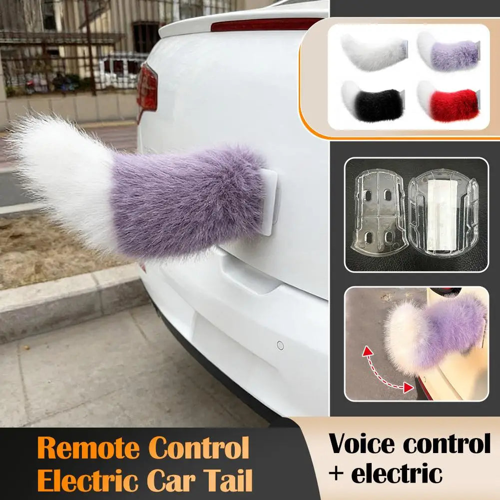 Remote-Controlled Sound-Activated Plush Wagging Tail for Cars and Bicycles