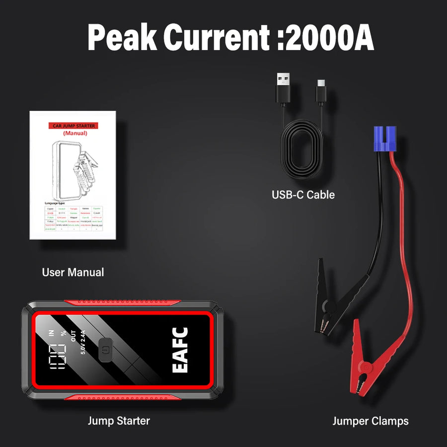 600A-2000A 12V Portable Car Jump Starter and Power Bank