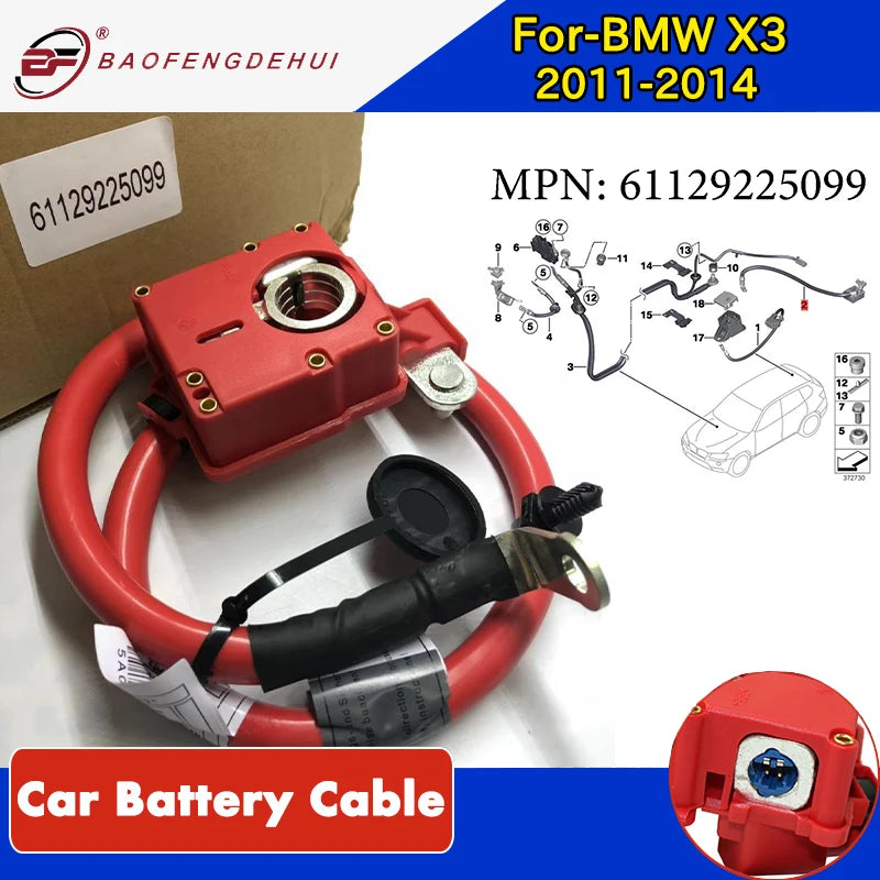 BMW X3 F25 Positive Battery Fuse Cable 2011-2014 - 61129225099