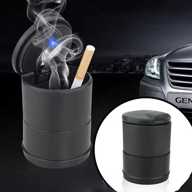 Car Ashtray LED Alloy Ash Tray Plastic Cup Portable Smokeless Auto Ashtray Flame Retardant Cigarette