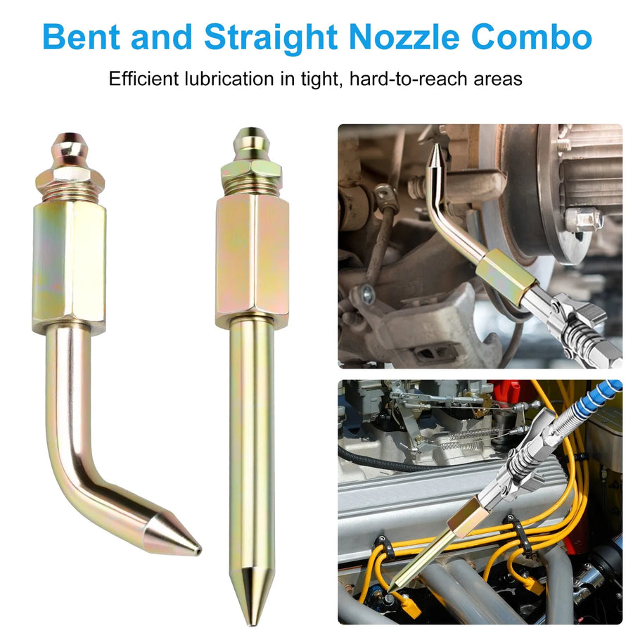 Grease Gun Coupler and Nozzle Accessory Kit – 7 Pieces
