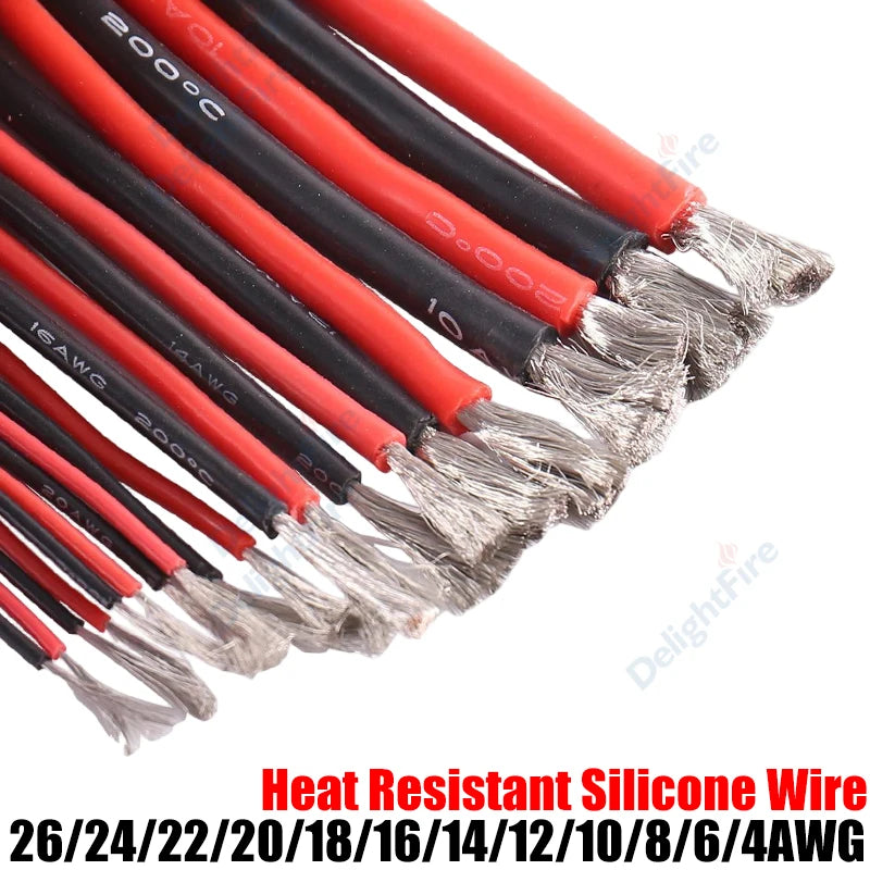 Heat-Resistant Silicone Battery Cable Wire - 4 AWG to 26 AWG