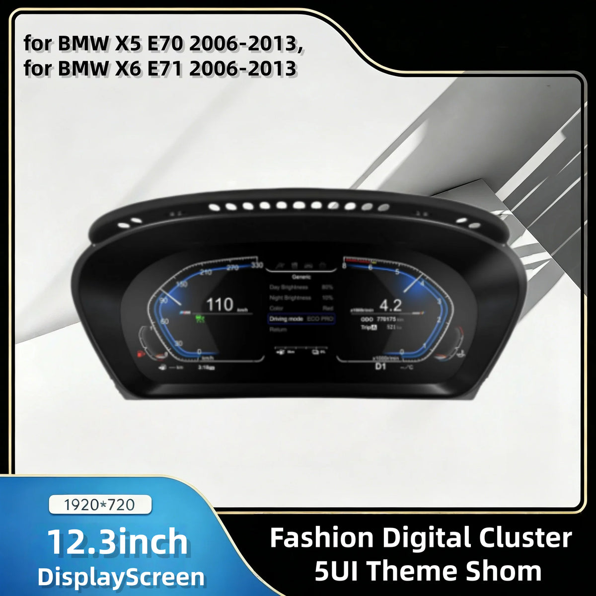 12.3-Inch Digital Gauge Cluster for BMW X5 E70/X6 E71 2006–2013