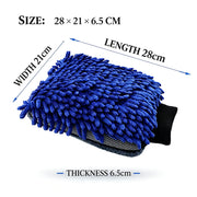 Double-Sided Chenille & Microfiber Car Wash Mitt, 28 x 21 cm