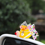 Birthday Rubber Duck Dashboard Ornament with Crown and Sunglasses