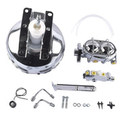 11-Inch Chrome Brake Booster, Master Cylinder & Valve Kit for Chevrolet/GMC 1973-1993