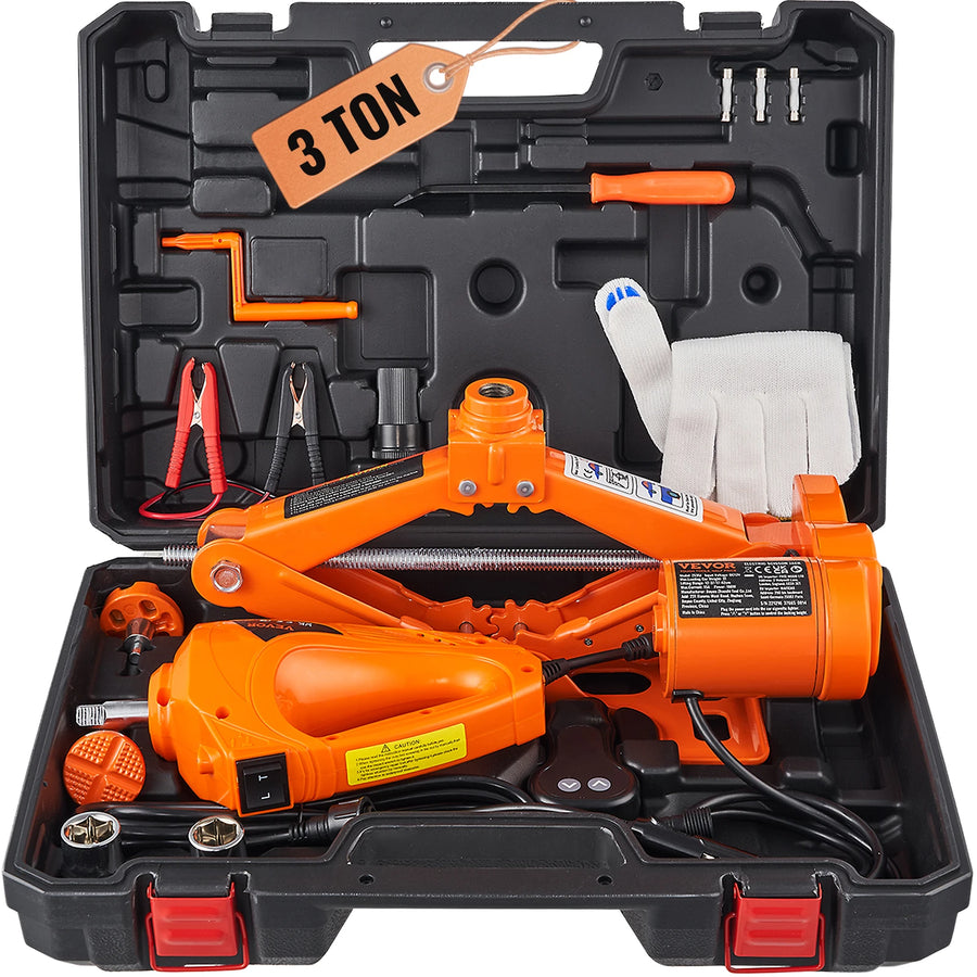 3-Ton 12V Electric Scissor Jack with Optional Impact Wrench