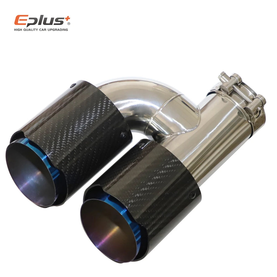 Universal H-Shaped Dual-Outlet Carbon-Fiber & Stainless Steel Exhaust Tip