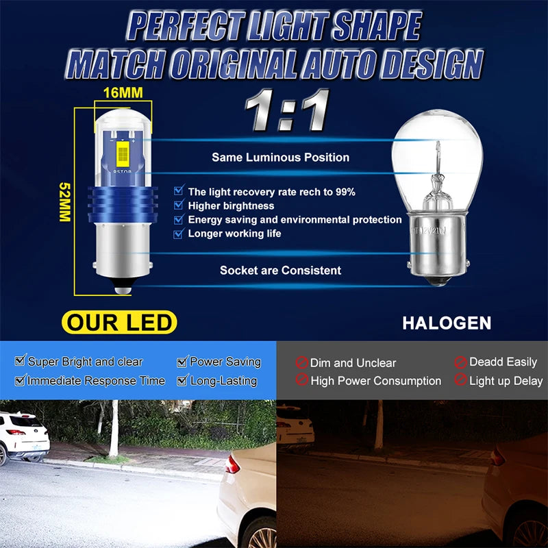 2-Piece 1156/1157/7440/7443 LED Brake/Reverse Light Bulb – Yellow/Red/White