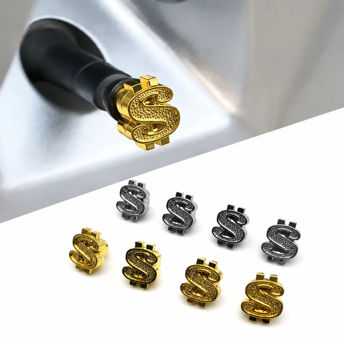 4-Piece Dollar-Symbol Tire Valve Cap Set