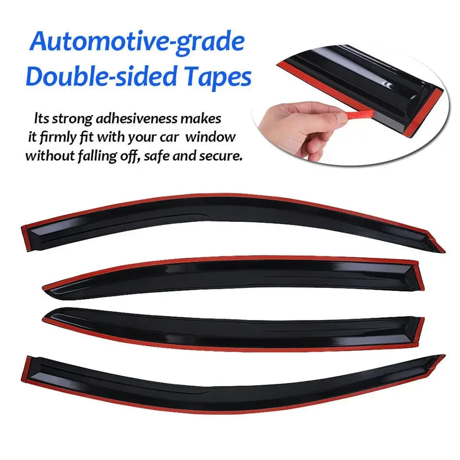 For 2008-2012 Honda Accord 4 Door Sedan Models Black Wavy Mugen Style Tinted Window Visor Rain Guard Vent