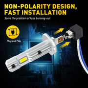 2-Piece H1 LED Headlight Bulb – 6500K, CANBUS, Fanless