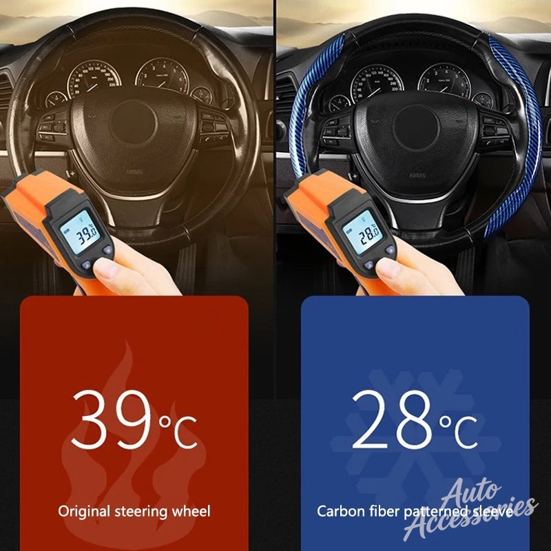 2-Piece M-Style Carbon-Fiber-Pattern Steering Wheel Cover