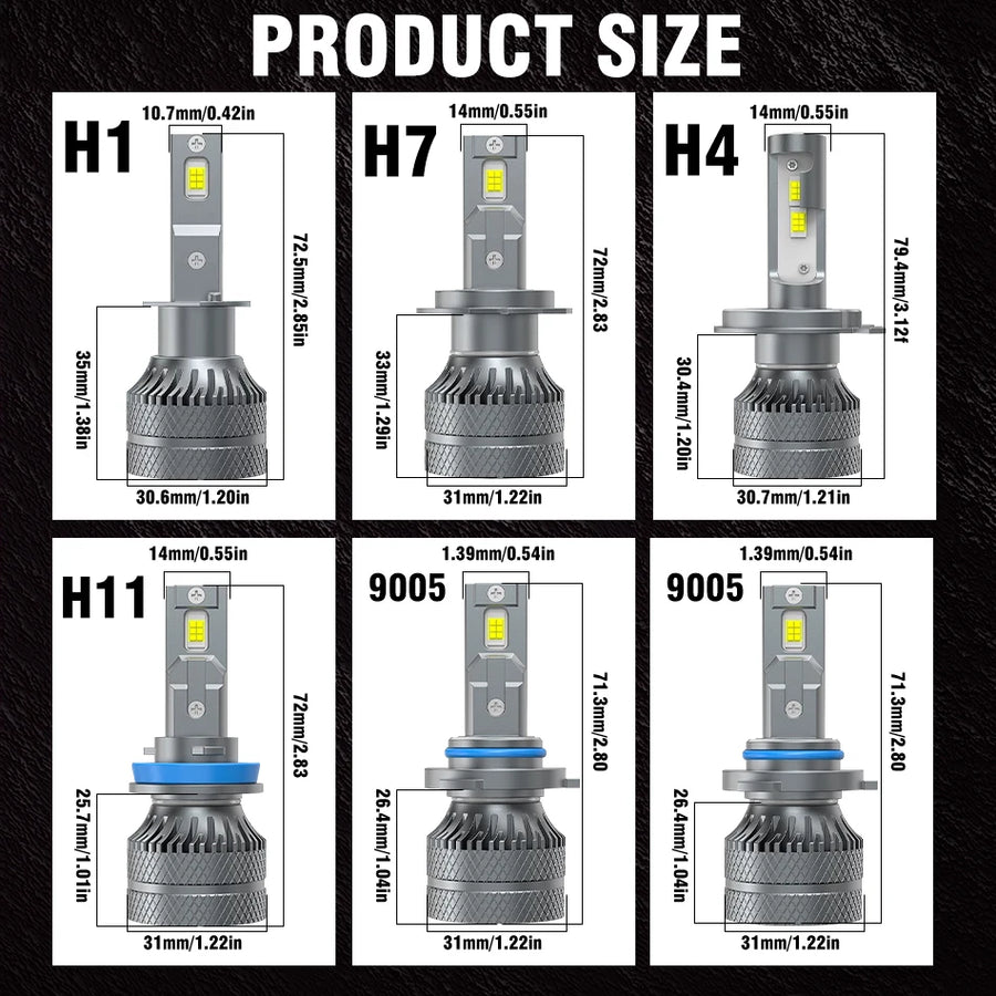 H1/H4/H7/H11/9005/9006 LED Headlight Bulb – 6000K