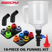 18-Piece Spill-Free Engine Oil Funnel Set with 12 Adapters, 1.59 Quart
