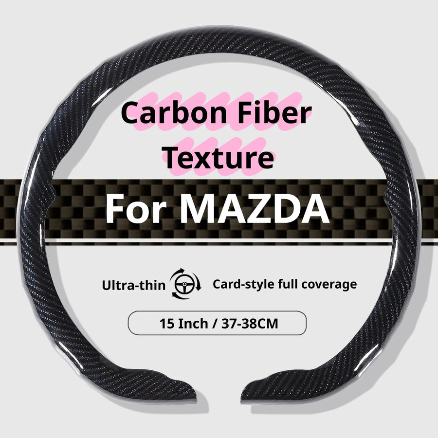 Carbon-Fiber-Texture 37-38CM Steering Wheel Cover for MAZDA