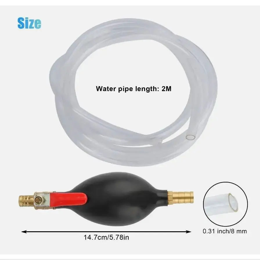 Manual Fluid Transfer Siphon Pump Set with Hose & Clamps