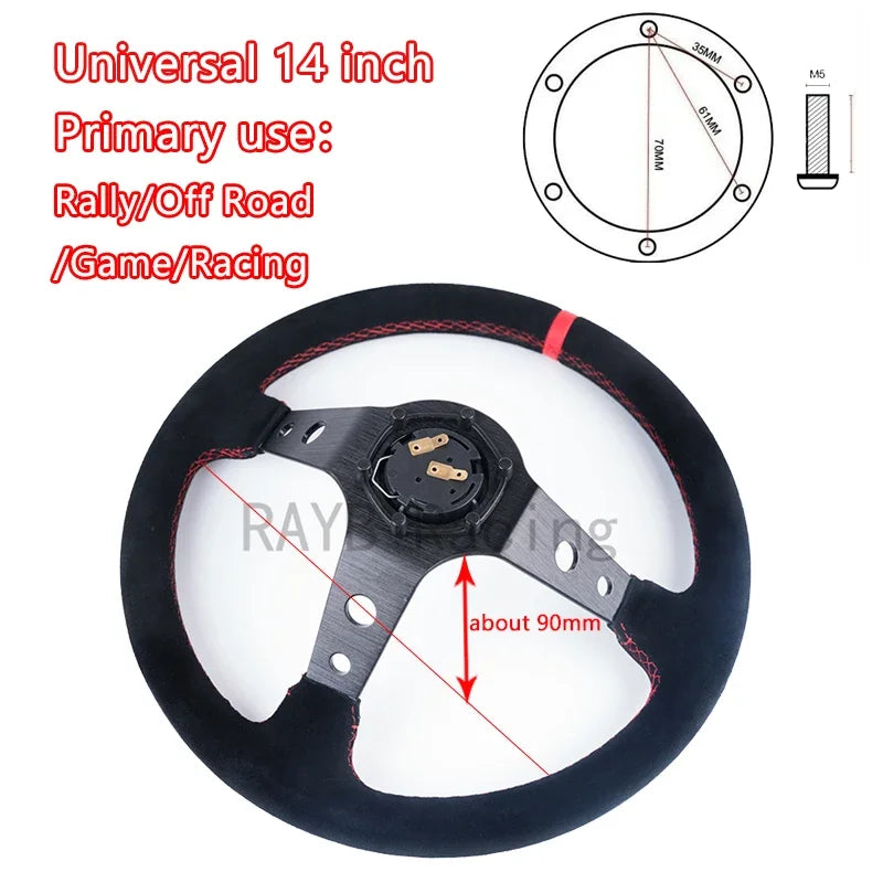 Universal 350mm Deep-dish Suede Sport Steering Wheel