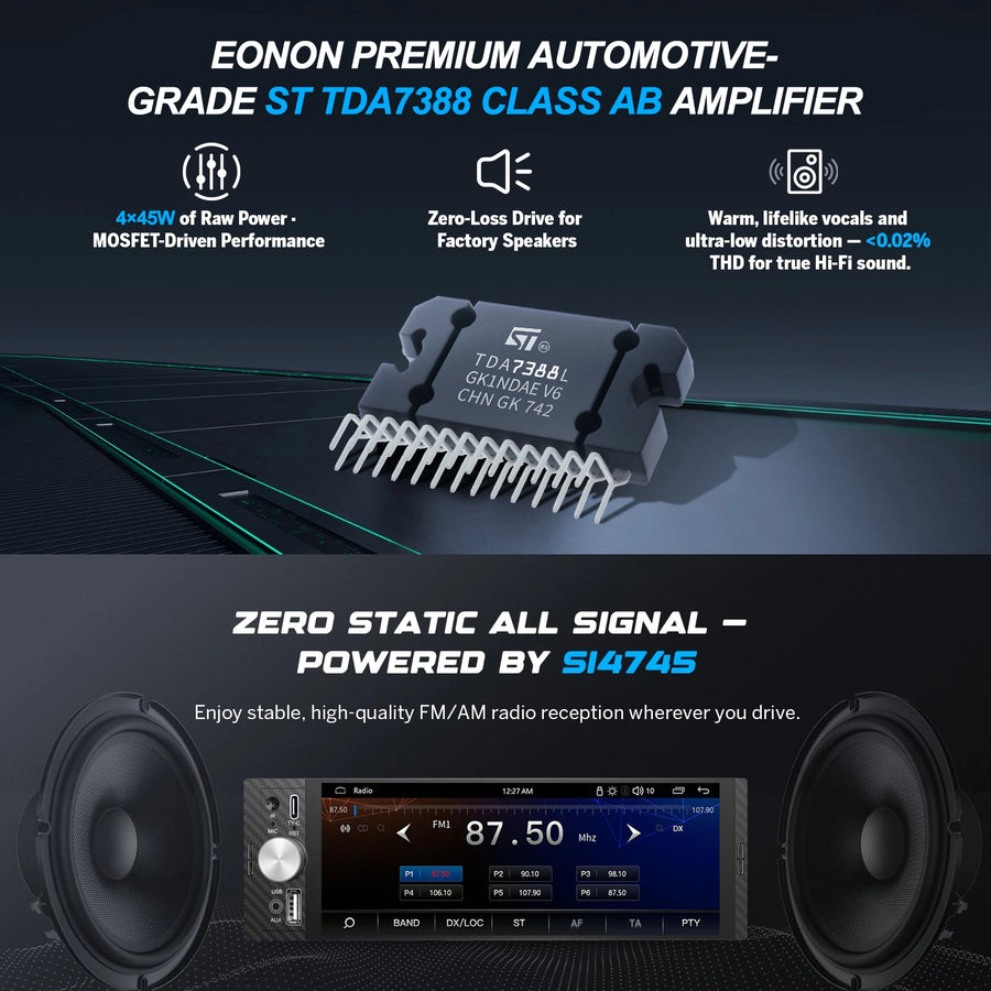 6.86-Inch IPS 1-DIN Wireless CarPlay and Android Auto Car Stereo