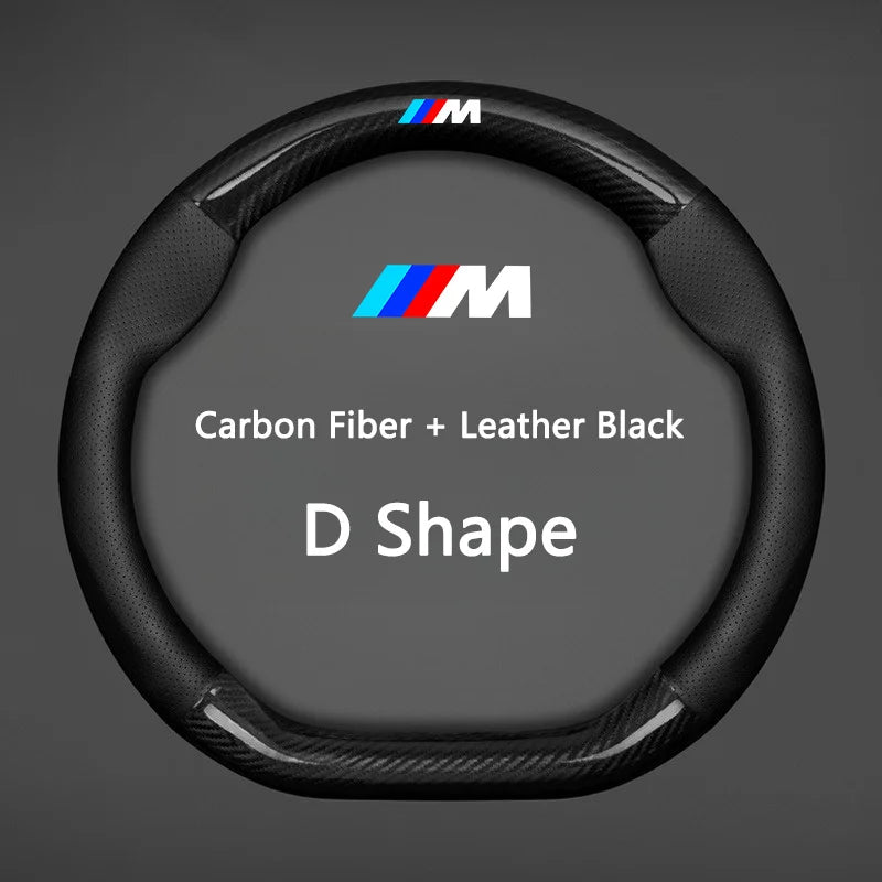 Anti-Slip Carbon Fiber Leather Steering Wheel Cover for BMW Vehicles