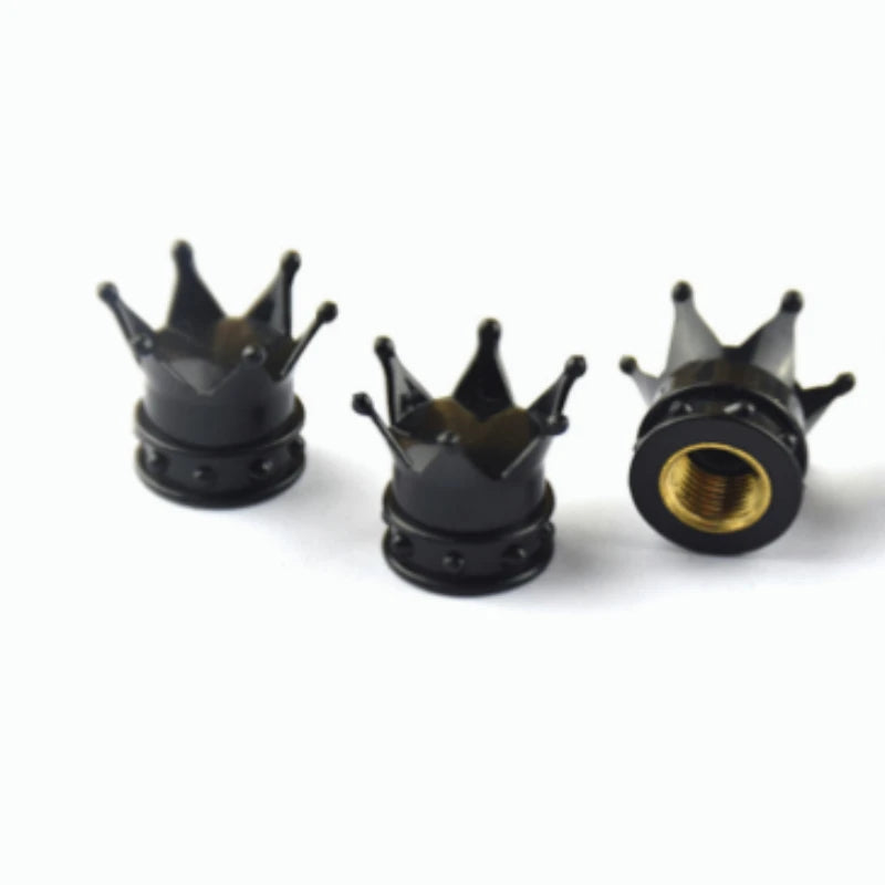 4-Piece Crown Copper Tire Valve Cap Set