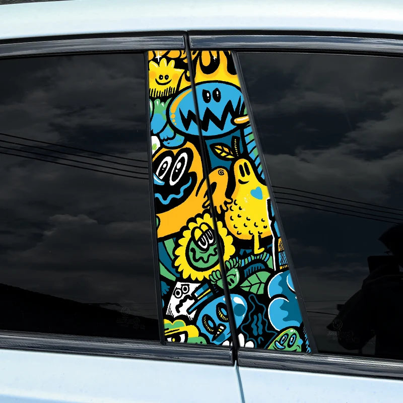 Dopamine Graffiti B-Pillar Car Decal – Waterproof Vinyl