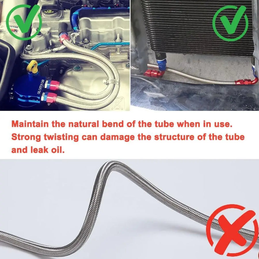 AN10 10FT Braided Nylon Fuel Line Kit 10-Piece CPE Fittings for Hydraulic Fluid Pump Gas Alcohol Silver