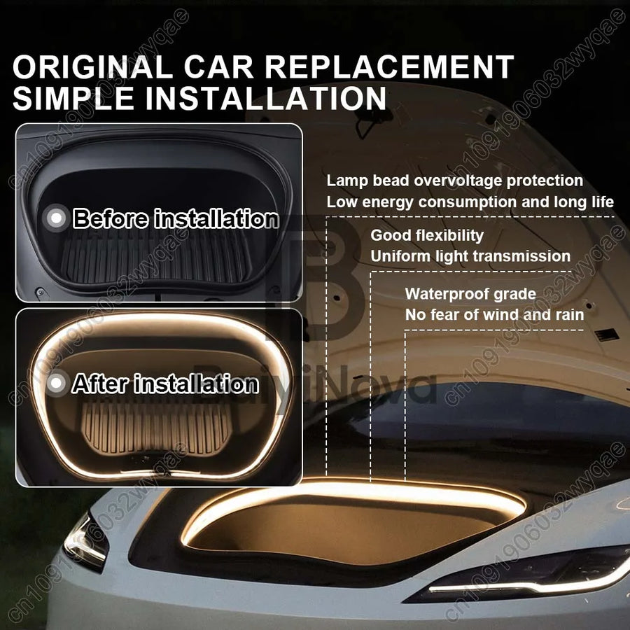 LED Front Trunk Ambient Light Strip for Tesla Model 3 and Model Y 2021–2025