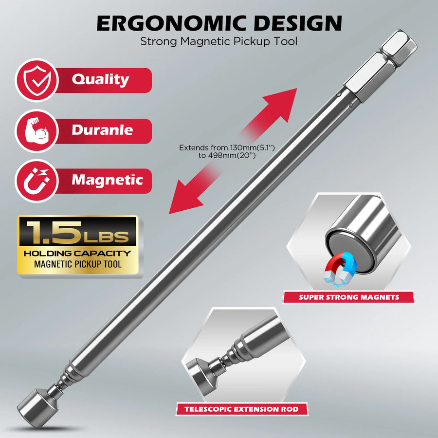 11-Piece Magnetic Nut Driver and Bit Set with Telescoping Pickup Tool