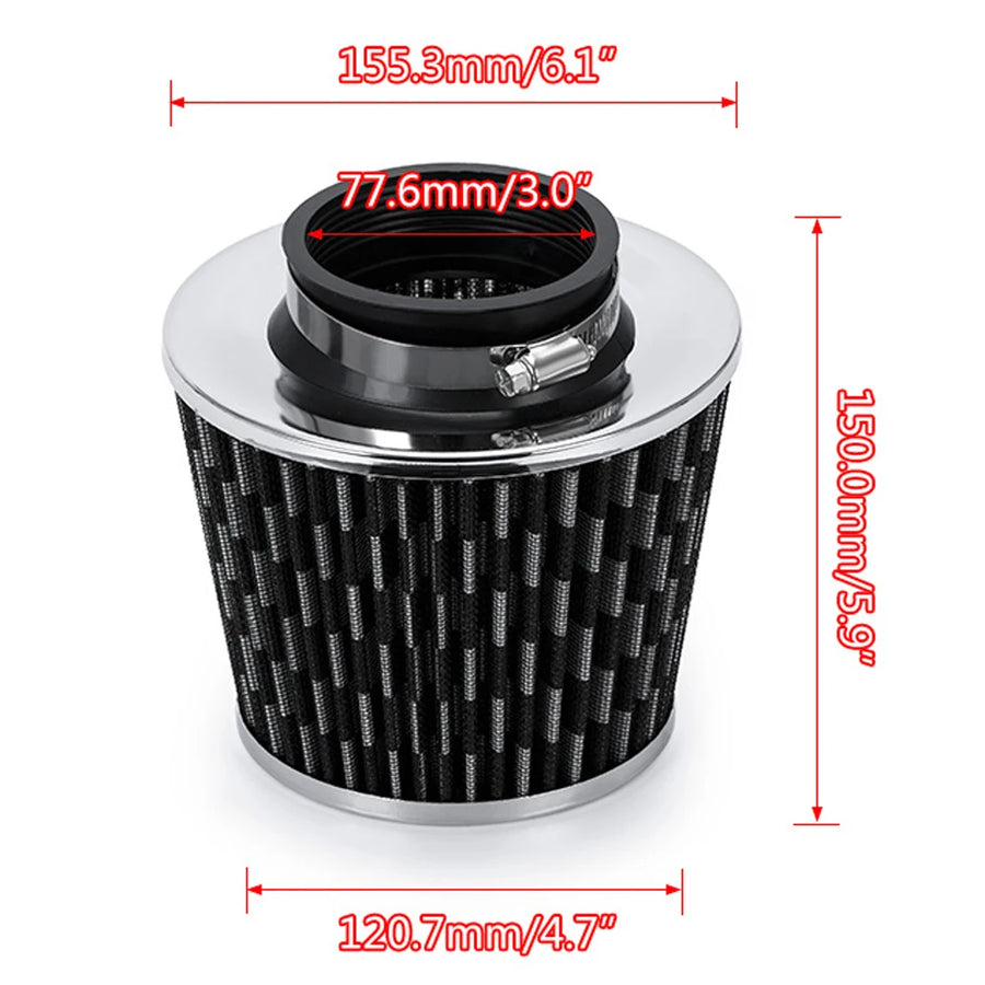 3" 76MM Universal Cold Air Intake Filter