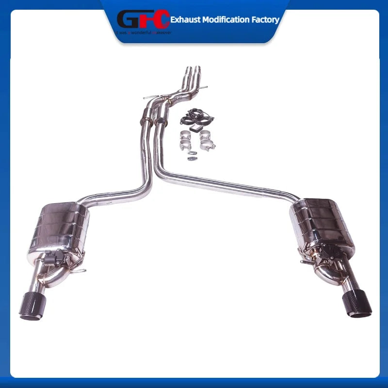 304 Stainless Steel Valved Cat-Back Exhaust System for Audi A6 2009-2018