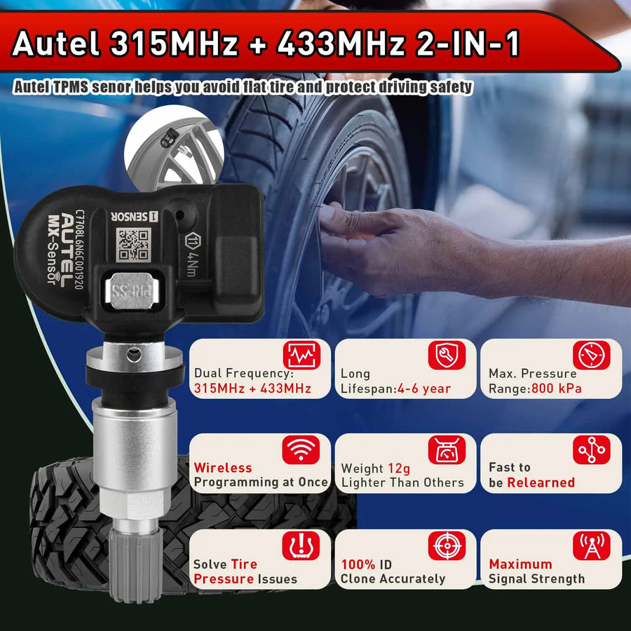 Autel MX-Sensor 315MHz/433MHz Programmable TPMS Sensor