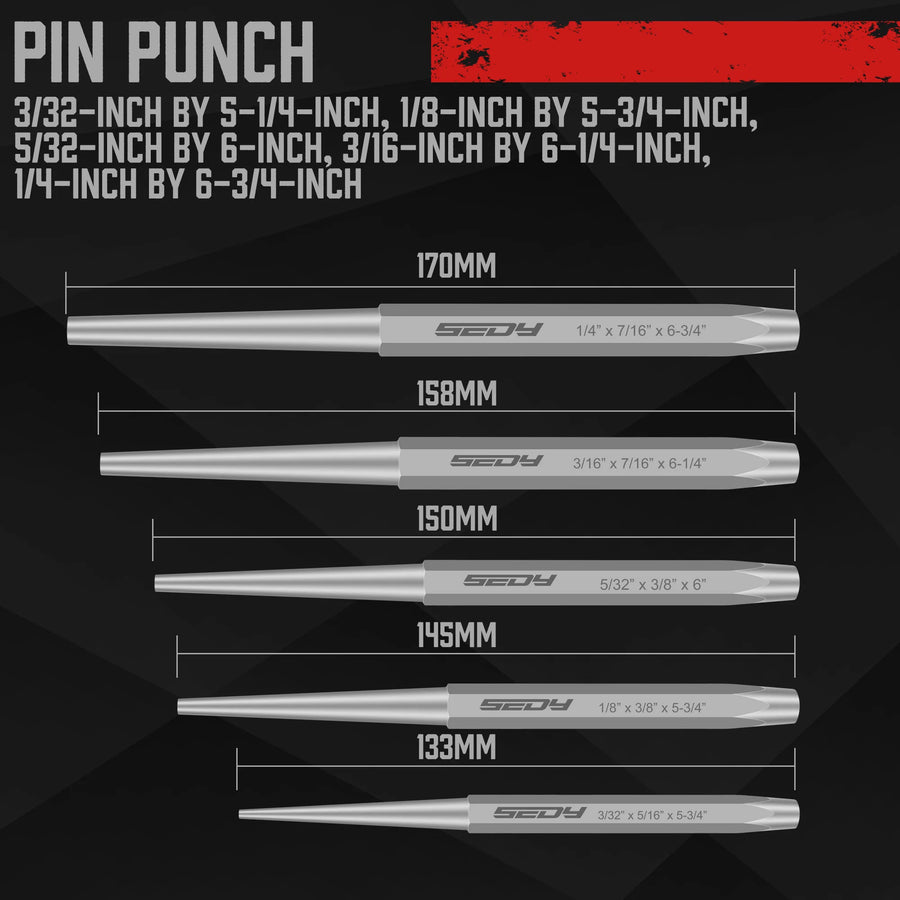 16-Piece Punch and Chisel Set with Gauge
