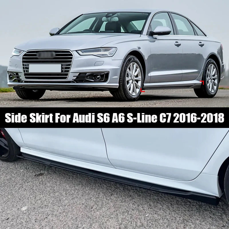 Gloss Black Side Skirt Extension Set for 2016–2018 Audi A6