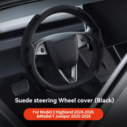 Suede Steering Wheel Cover for Tesla Model 3/Y Highland and Juniper