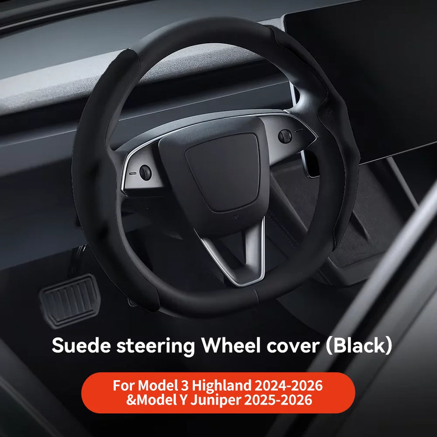 Suede Steering Wheel Cover for Tesla Model 3/Y Highland and Juniper