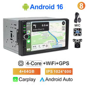 2-DIN Android 14 CarPlay Car Stereo with GPS and Touchscreen