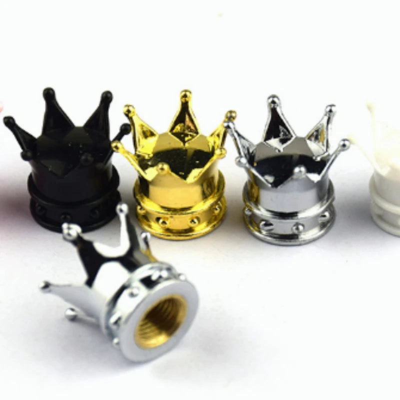 4-Piece Crown Copper Tire Valve Cap Set